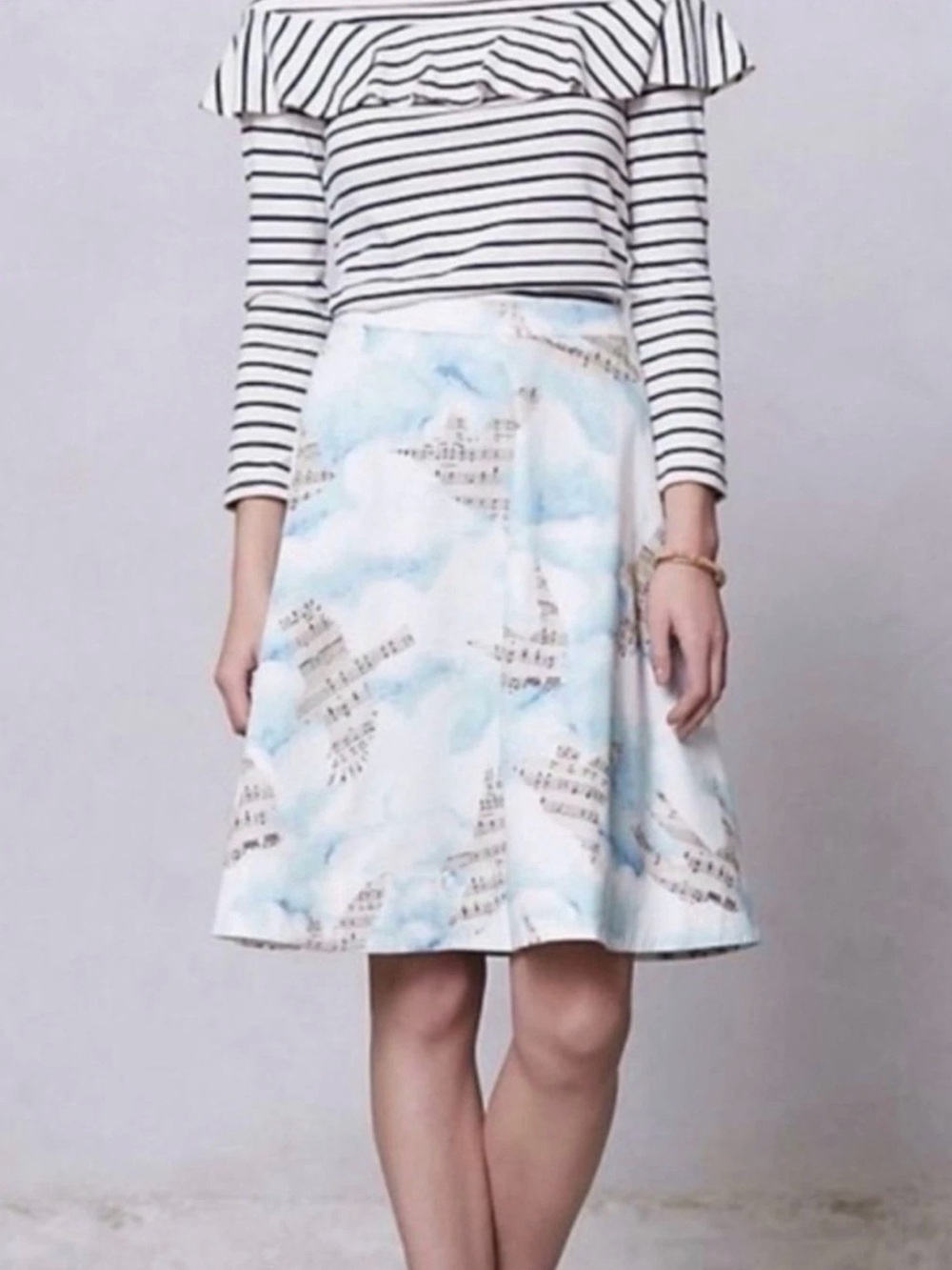 Anthropologie Maeve SongBird Print A-Line Skirt